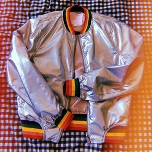 Metallic bomber jacket